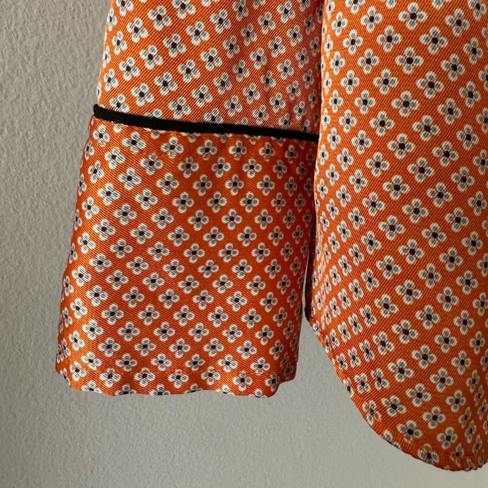 Topshop Orange Diamond Pattern Button Up size 4 - Picture 4 of 7